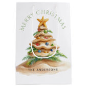 Tropisch strand kerstboom medium cadeauzakje (Achterkant)