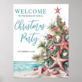 Tropisch strand kerstfeest verwelkoming poster (Voorkant)