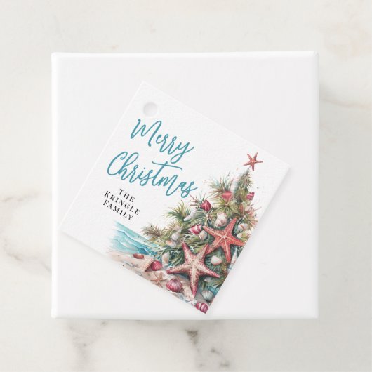 Tropisch strand Kerstmis Bedankjes Labels (In situ)