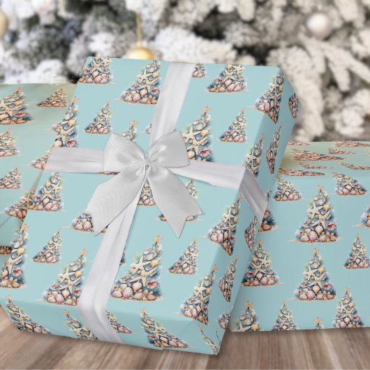 Tropisch strand Kerstmis Cadeaupapier