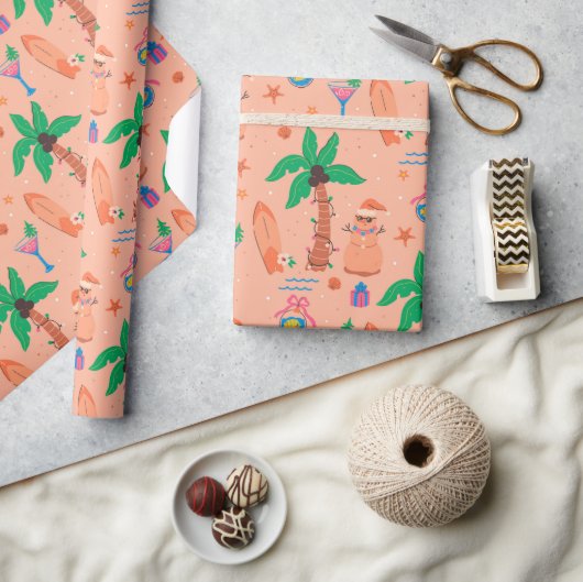 Tropisch strand Kerstmis in juli Cadeaupapier (Crafts)