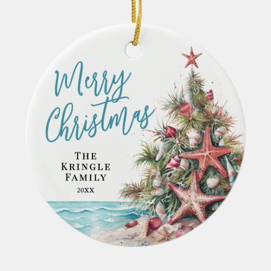 Tropisch strand Kerstmis Keramisch Ornament (Voorkant)