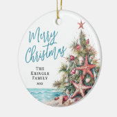 Tropisch strand Kerstmis Keramisch Ornament (Links)