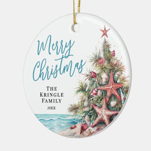 Tropisch strand Kerstmis Keramisch Ornament (Links)