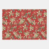 Tropisch strand Kerstmis Starfish en Holly Inpakpapier Vel (Voorkant 2)