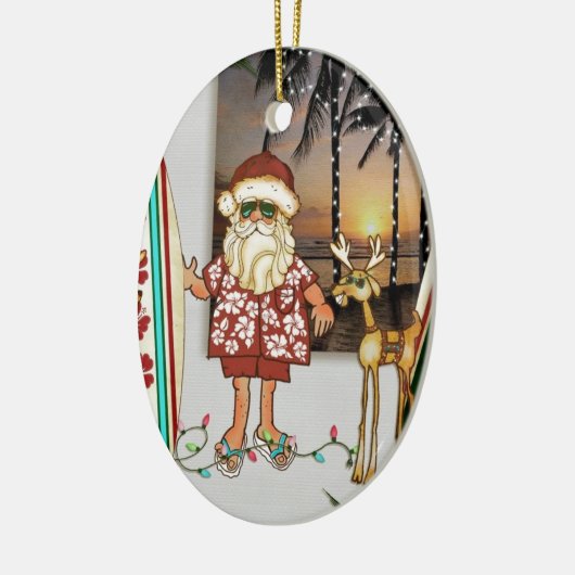 Tropisch strand Kerstmisornament Keramisch Ornament (Links)