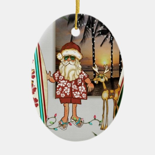 Tropisch strand Kerstmisornament Keramisch Ornament (Voorkant)