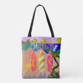 Tropisch strand kleurrijke surfplanken tote bag (Achterkant)