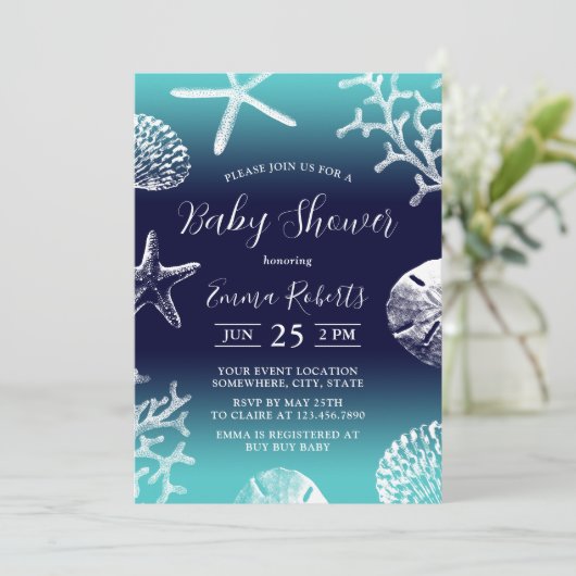 Tropisch strand Koraalrif marine en Blauwgroen Bab Kaart (Staand voorkant)