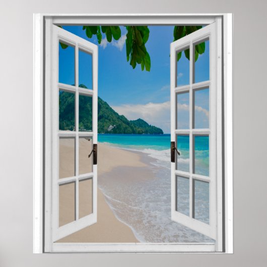Tropisch strand Kunstmatig raam uitzicht Poster (Voorkant)