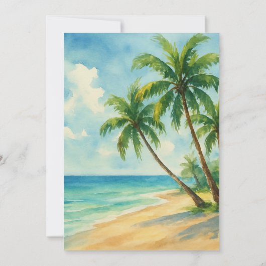 Tropisch strand kust Palm Tree Wedding Kaart (Achterkant)