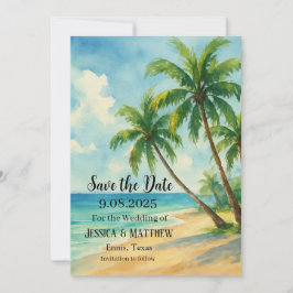 Tropisch strand kust Palm Tree Wedding Kaart