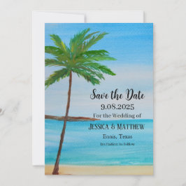 Tropisch strand kust Palm Tree Wedding Kaart