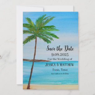 Tropisch strand kust Palm Tree Wedding Kaart