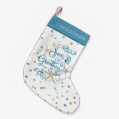 Tropisch strand kust SEASons GREETINGS Starfish Kleine Kerstsok (Voorkant (Hangend))