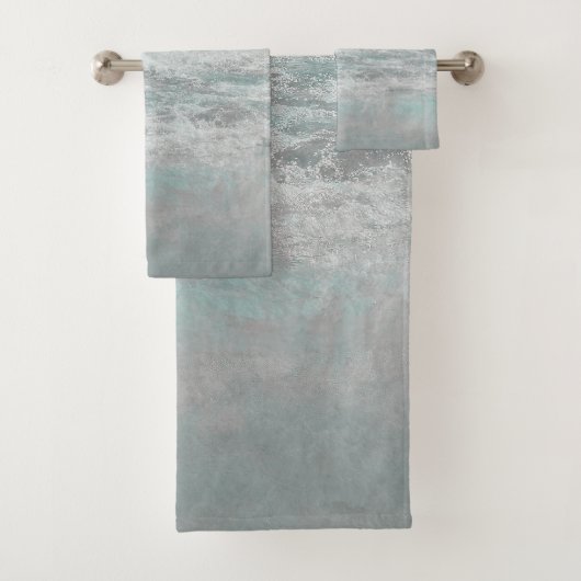 Tropisch strand kust Turquoise White Ocean Waves Bad Handdoek (Insitu)