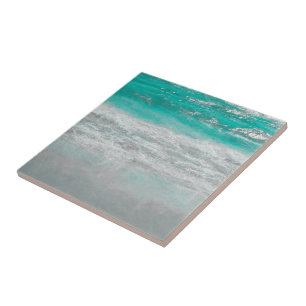 Tropisch strand kust Turquoise White Ocean Waves Tegeltje