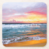 Tropisch strand Kustbestemming Zomer Bruiloft Kartonnen Onderzetters (Voorkant)