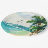 Tropisch strand lagune | Palmboom Paradise Weddens Papieren Bordje (Gekanteld)