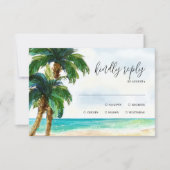 Tropisch strand lagune | Palmboom Paradise Weddens RSVP Kaartje (Voorkant)