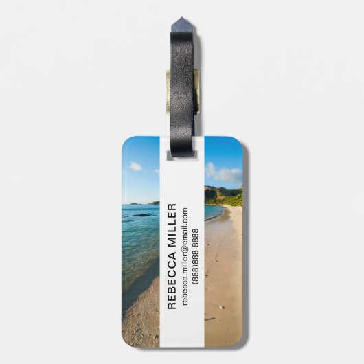 Tropisch strand landschap, Fiji Bagagelabel (Achterkant verticaal)