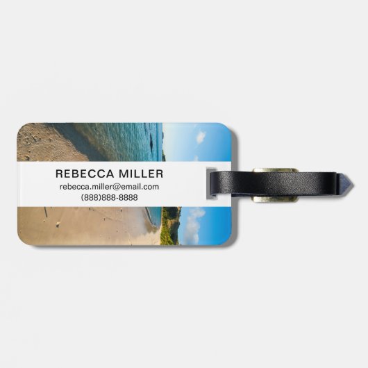 Tropisch strand landschap, Fiji Bagagelabel (Achterkant horizontaal)