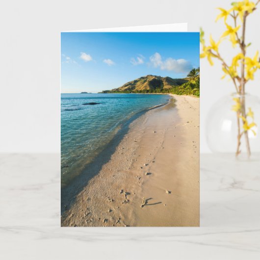 Tropisch strand Landschap Fiji Kaart (Gele Bloem)