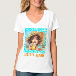 Tropisch strand, Laten we naar het strand gaan T-s T-shirt