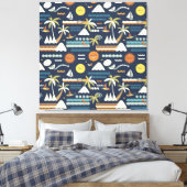 Tropisch strand leuk patroon canvas afdruk (Insitu (Slaapkamer))