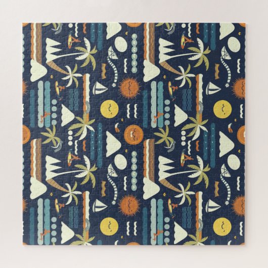 Tropisch strand leuk patroon legpuzzel (Horizontaal)