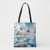Tropisch strand Malediven Moderne bruiloft bestemm Tote Bag (Voorkant)
