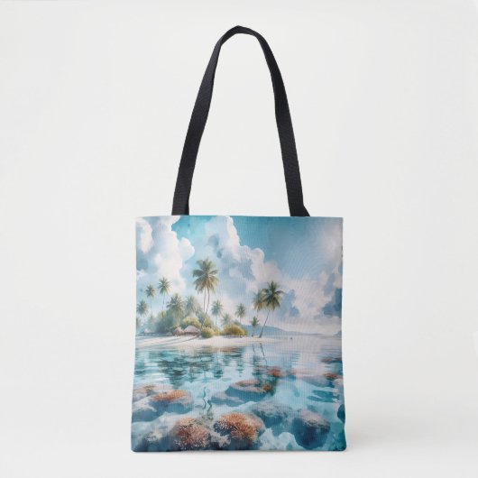 Tropisch strand Malediven Moderne bruiloft bestemm Tote Bag (Voorkant)