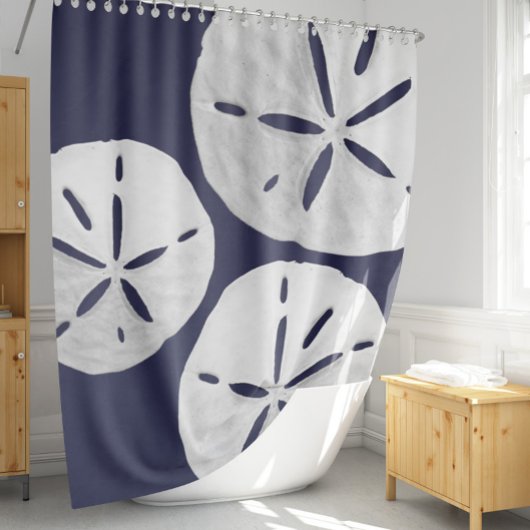 Tropisch strand Marine Blauw Wit Zand Dollar Kust Douchegordijn