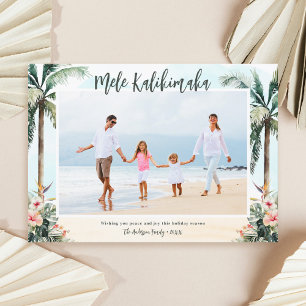 Tropisch strand Mele Kalikimaka Foto Kerstmis Feestdagenkaart