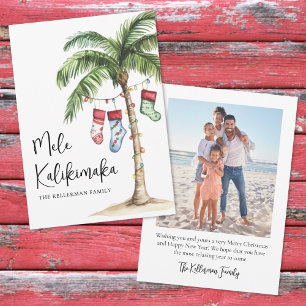 Tropisch Strand Mele Kalikimaka Kerstmis Feestdagenkaart