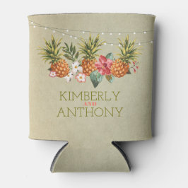 tropisch strand met anananas blikjeskoeler