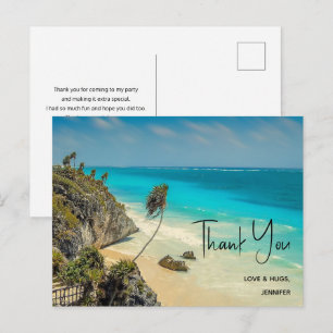 Tropisch strand met door de wind geteelde bomen Da Briefkaart