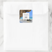 Tropisch strand met een Big Rock Candle Business Vierkante Sticker (Tas)