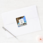 Tropisch strand met een Big Rock Candle Business Vierkante Sticker (Envelop)