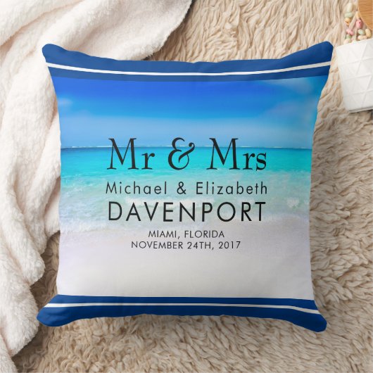 Tropisch strand met een Turquoise Zee bruiloft Kussen (Deken)