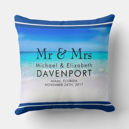 Tropisch strand met een Turquoise Zee bruiloft Kussen (Achterkant)