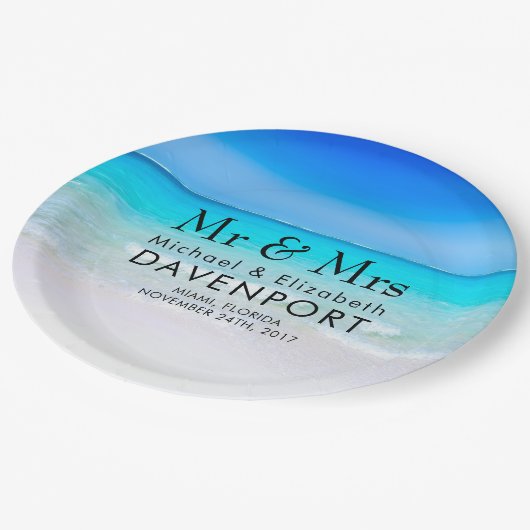 Tropisch strand met een Turquoise Zee bruiloft Papieren Bordje (Gekanteld)