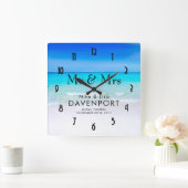 Tropisch strand met een Turquoise Zee bruiloft Vierkante Klok (Huis)