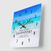 Tropisch strand met een Turquoise Zee bruiloft Vierkante Klok (Hoek)