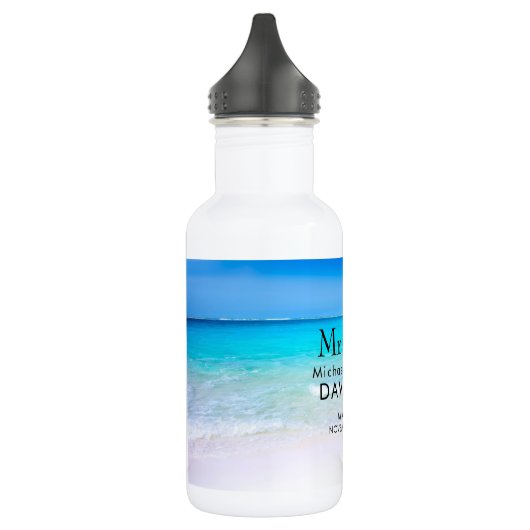 Tropisch strand met een Turquoise Zee bruiloft Waterfles (Links)