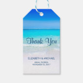 Tropisch strand met een Turquoise Zee Wedding Beda Cadeaulabel (Voorkant)