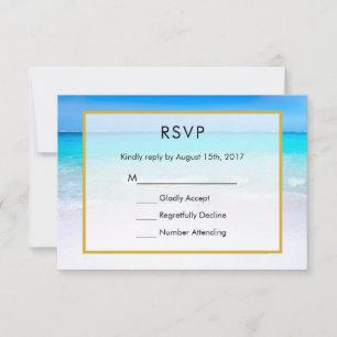 Tropisch strand met een Turquoise Zee Wedding RSVP Kaartje