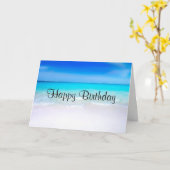 Tropisch strand met een Zee van Turquoise Birthday Kaart (Gele Bloem)