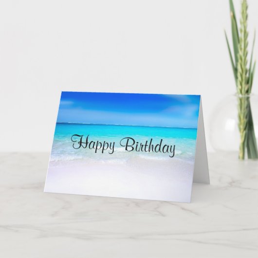 Tropisch strand met een Zee van Turquoise Birthday Kaart (Voorkant)