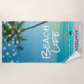 Tropisch strand met handpalmen Beach Blue Ocean Strandlaken (Voorkant)